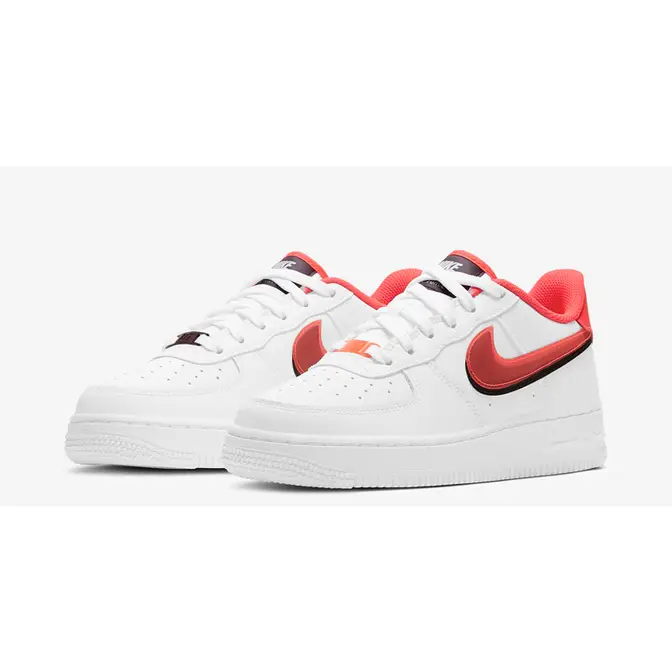 Nike Air Force 1 LV8 GS Double Swoosh White Bright Crimson | Where To ...