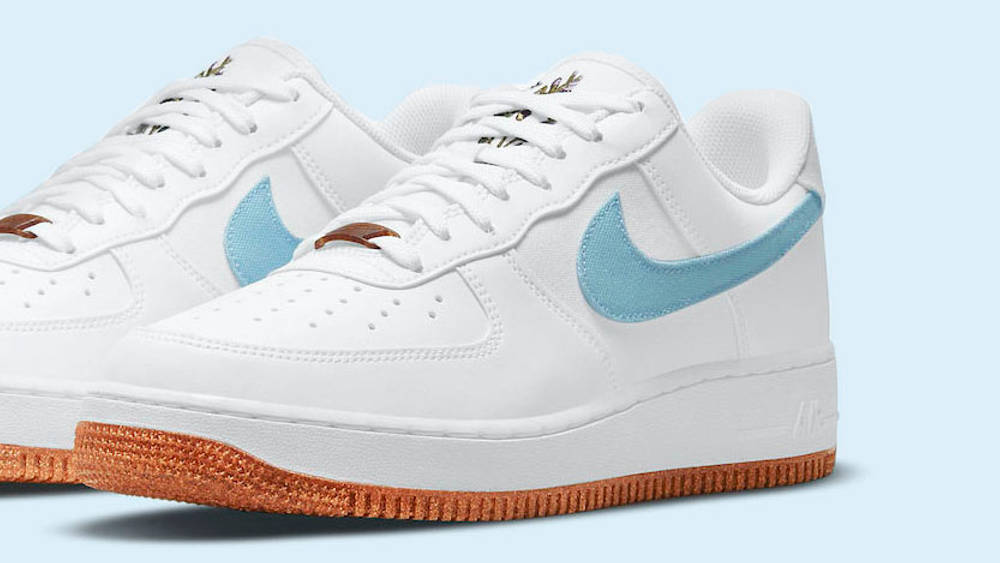 Nike Air Force 1 White Indigo Pomegranate front Nike Air Force 1 White Indigo Pomegranate front