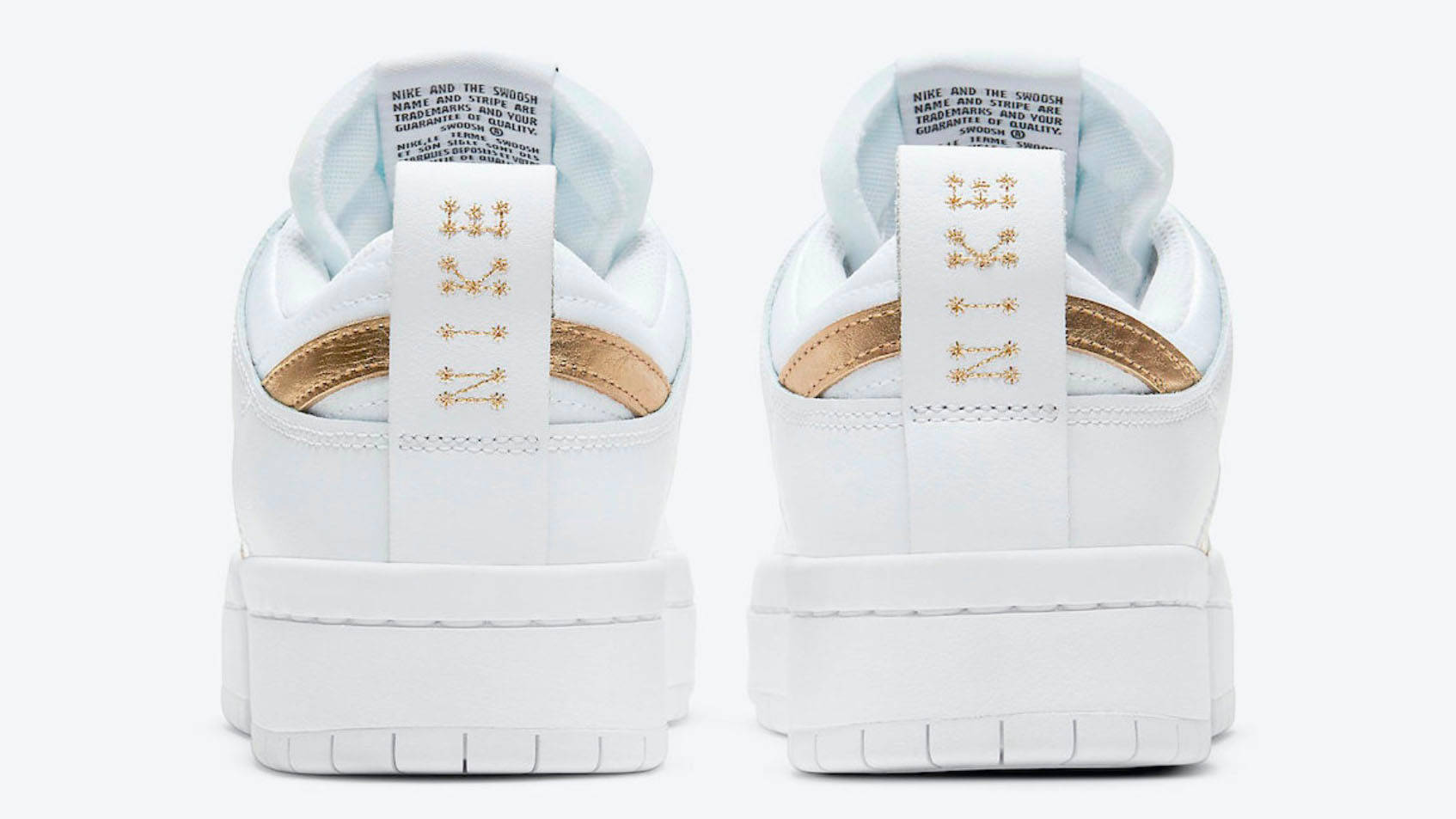 Nike Dunk Disrupt Low White Metallic Gold heel