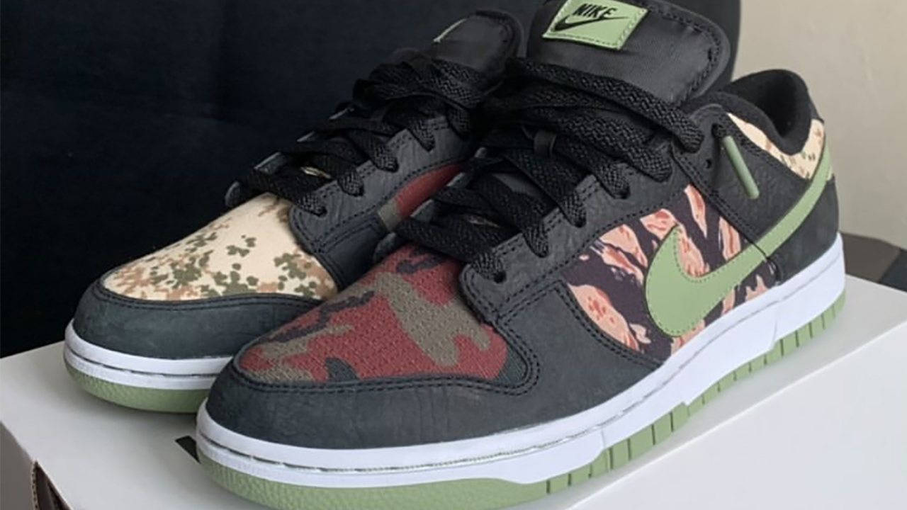 dunk low black oil green