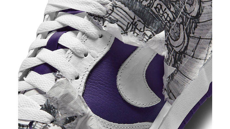Nike Dunk Low Flip The Old School Purple White closeup