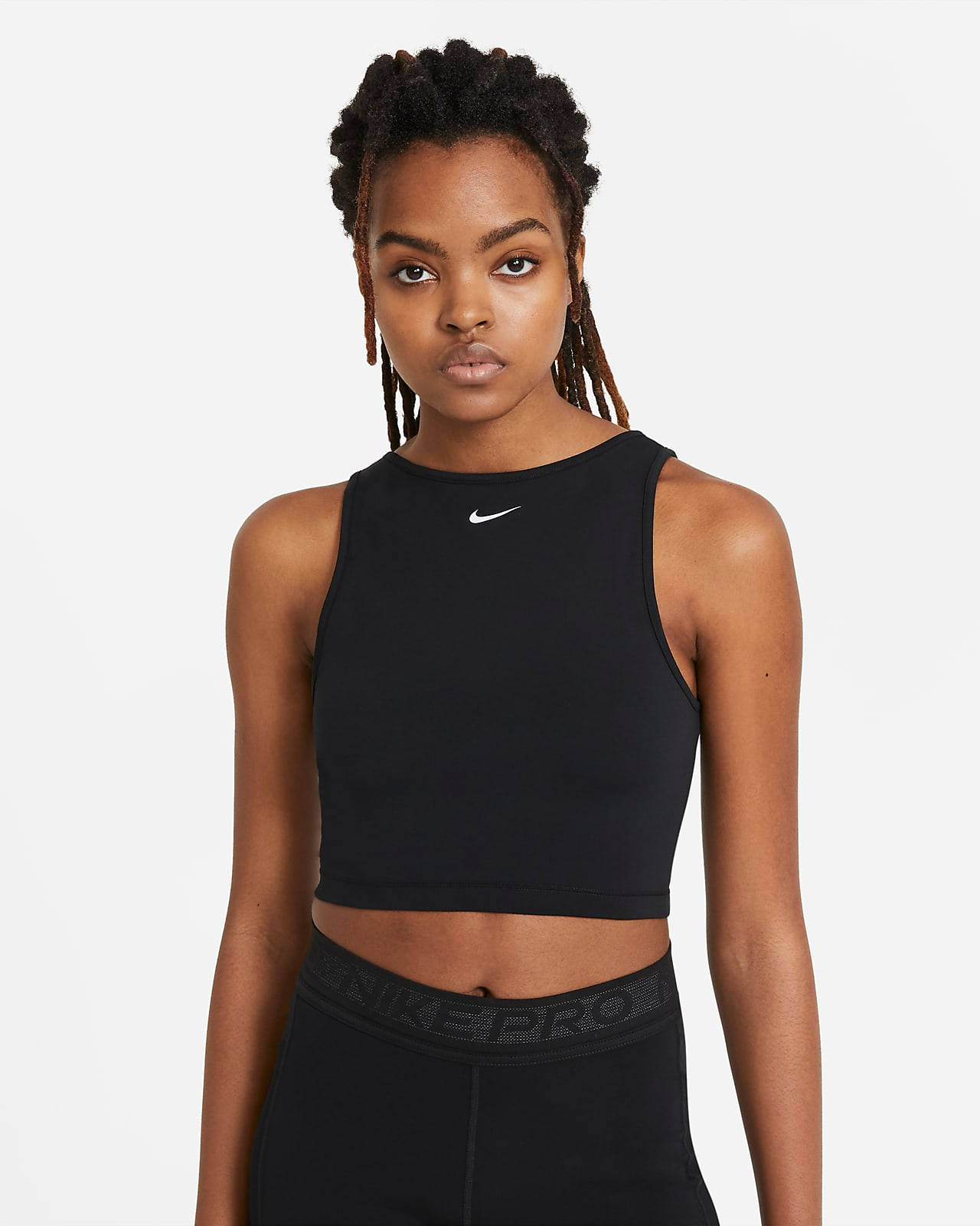 Nike High Neck Crop Top Black