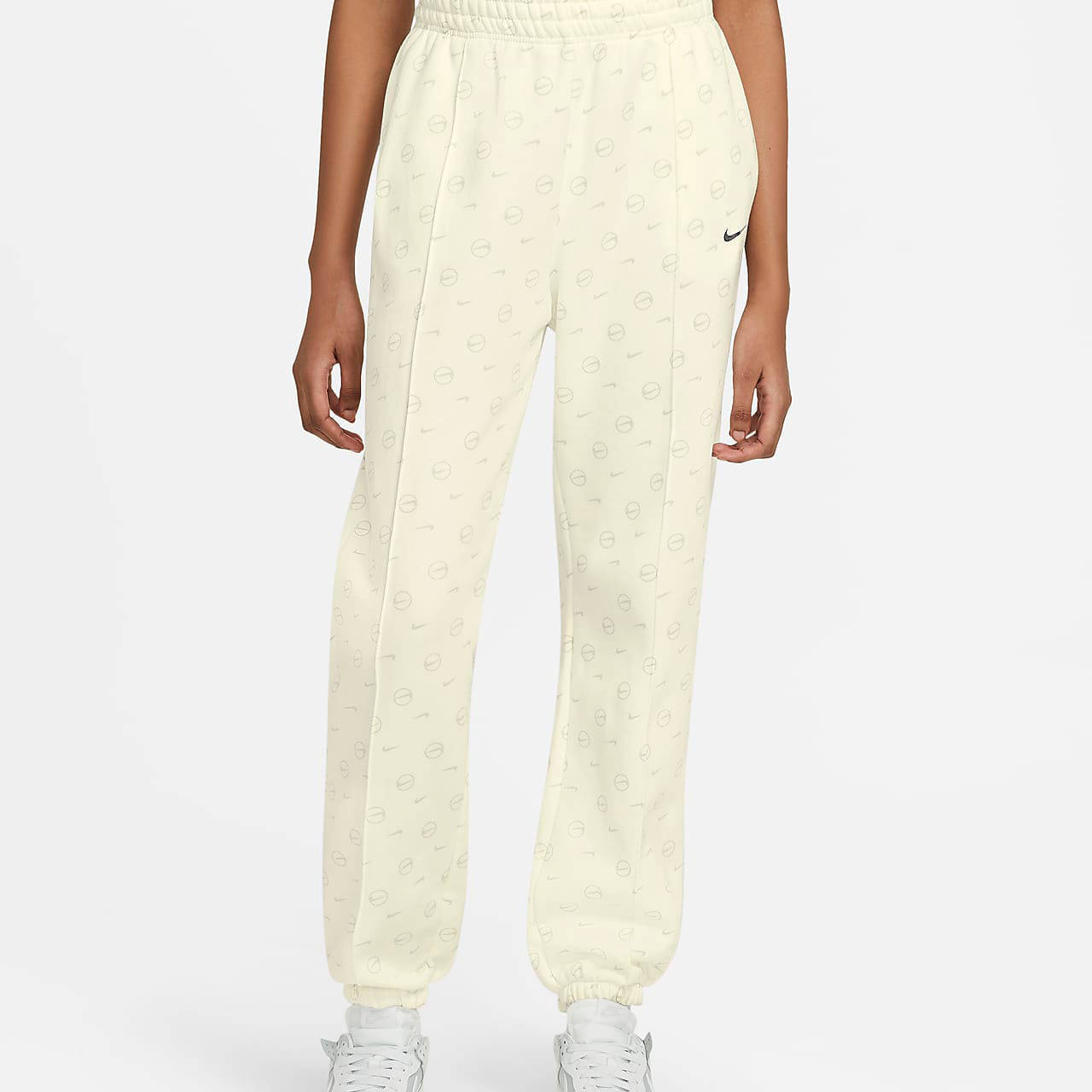 Nike Logo Print Sweatpants Cream
