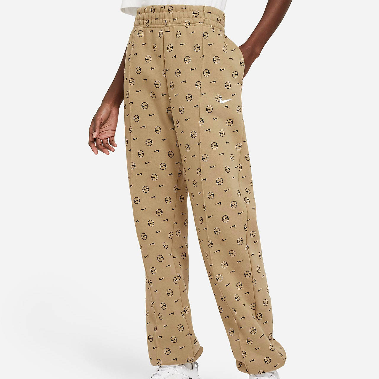 Nike Logo Print Sweatpants Tan