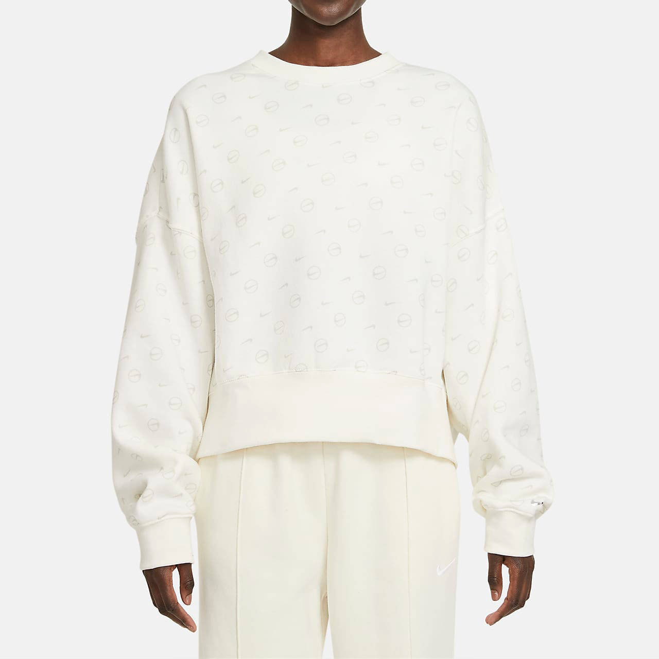 Nike Logo Print Sweatshirt Cream