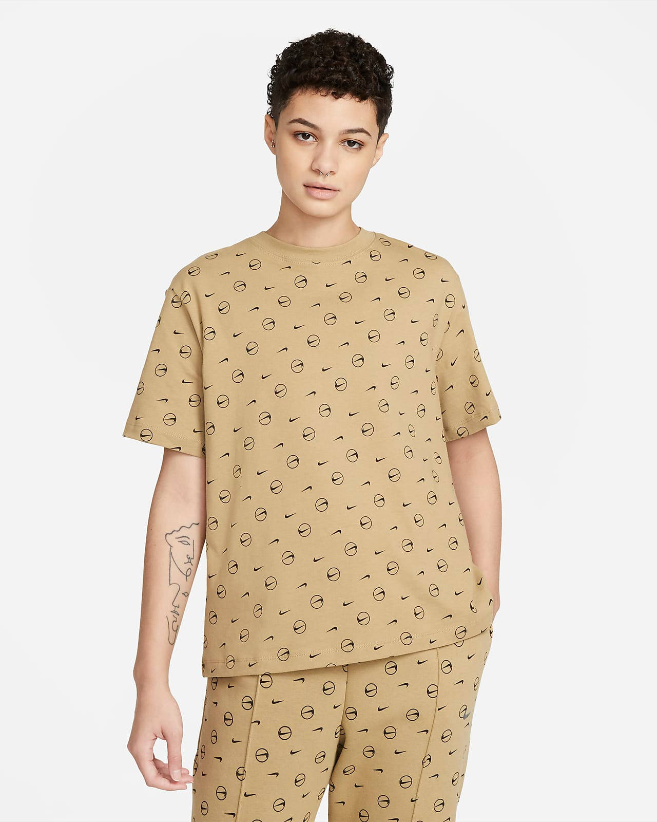 nike logo print t shirt