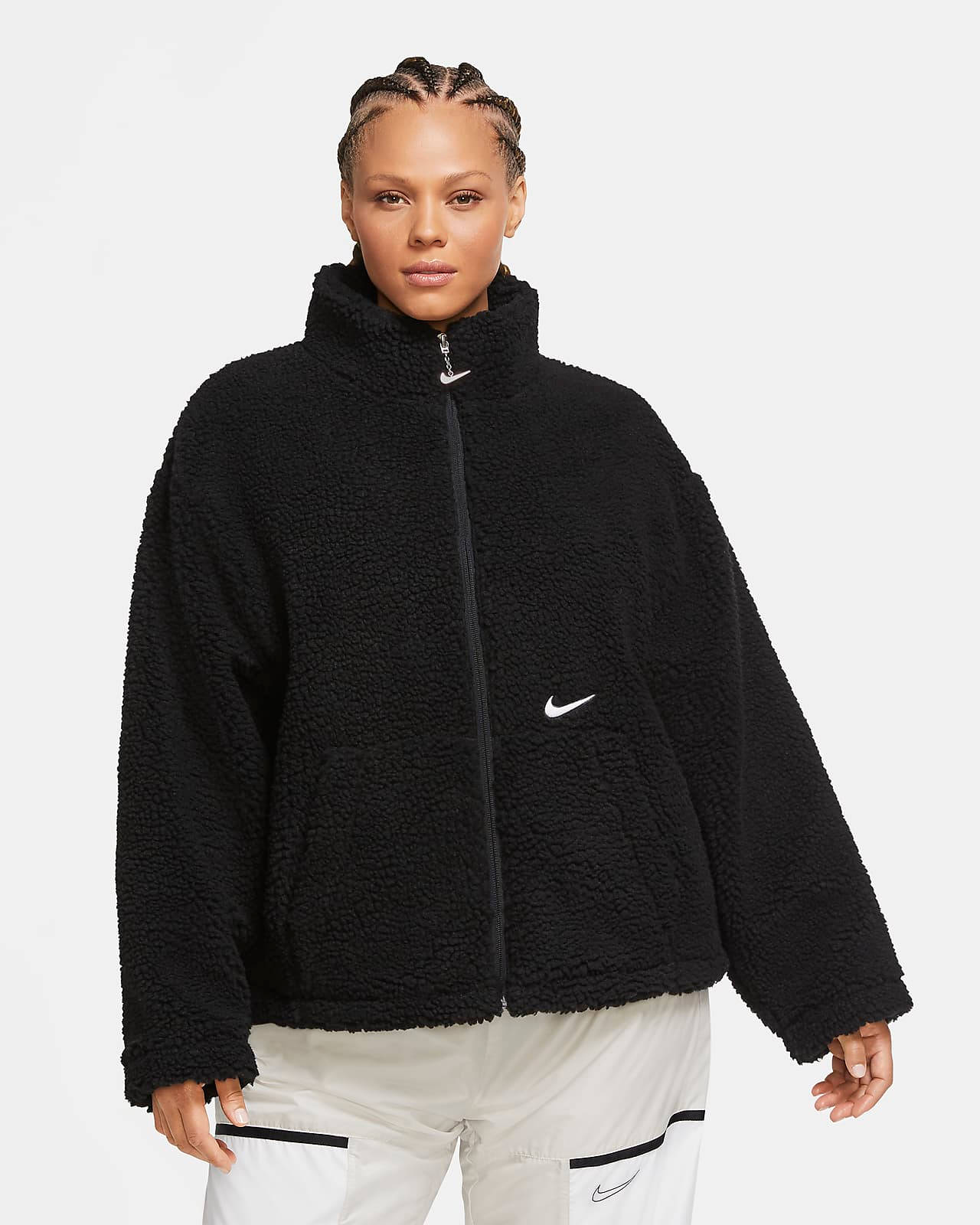 Nike Sportswear Borg Coat Plus Size Black