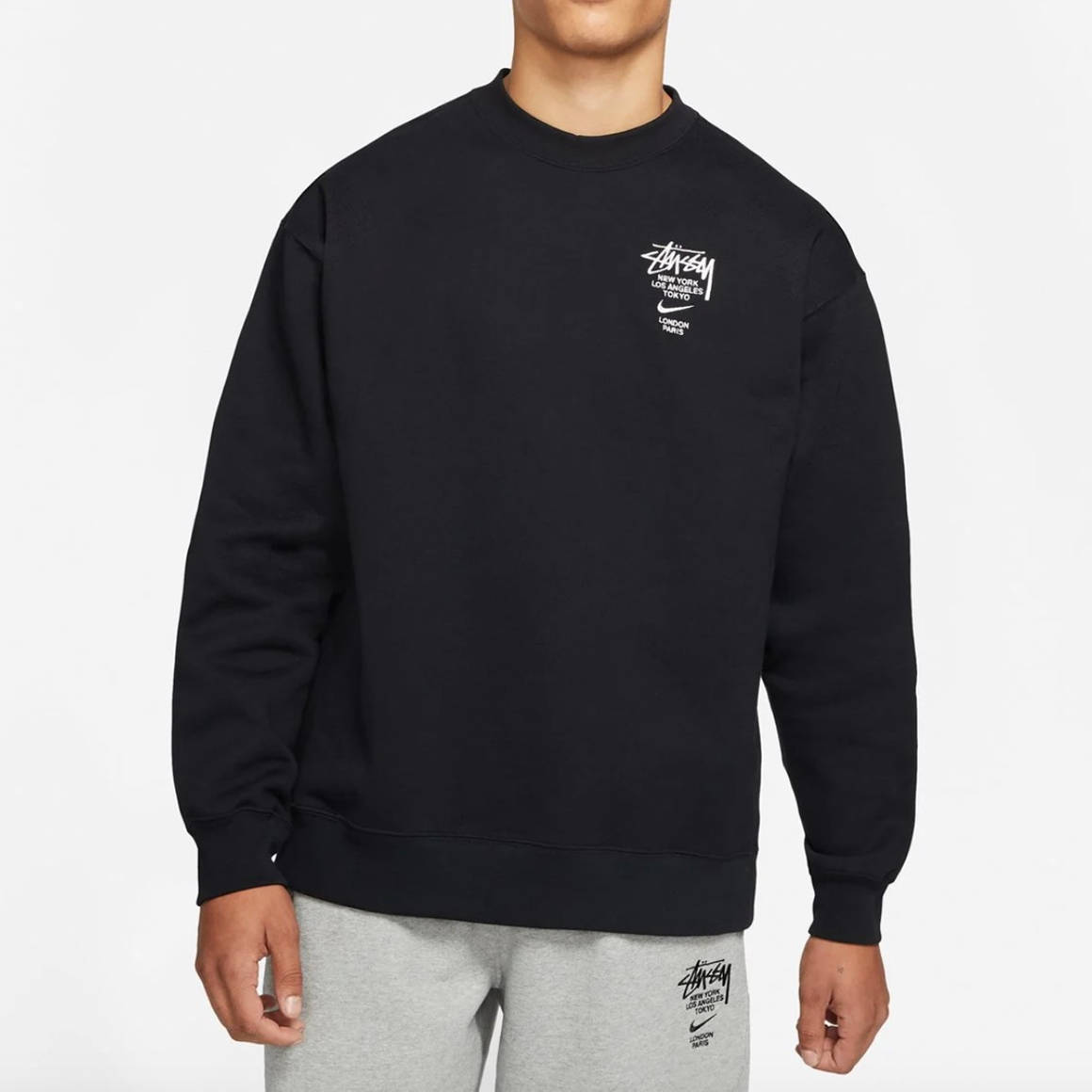 nike stussy crewneck black