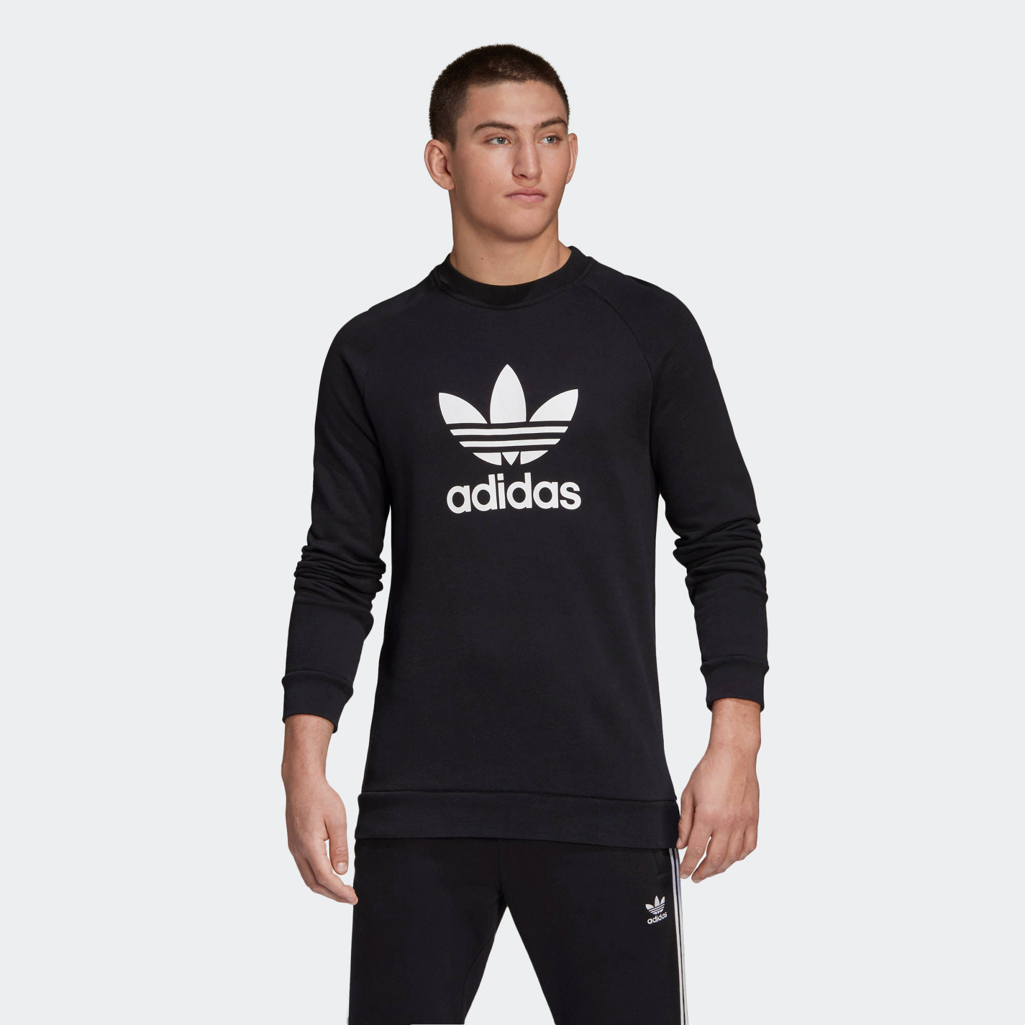 adidas Trefoil Warm-up Crew Sweatshirt - Black | The Sole Supplier