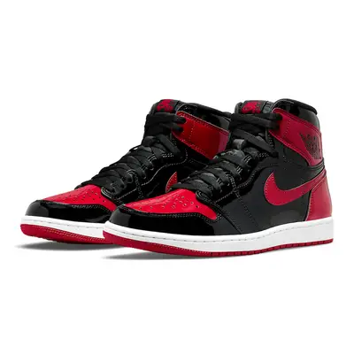 Patent leather red store jordans