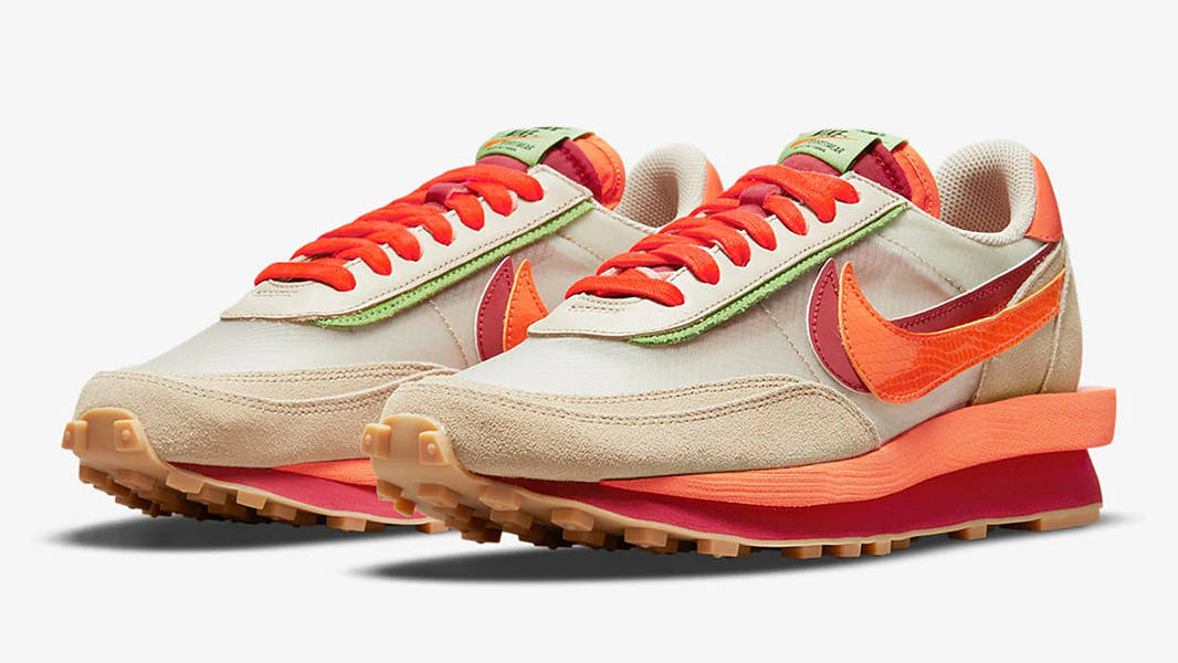 CLOT x sacai x Nike LDWaffle Net Orange Blaze