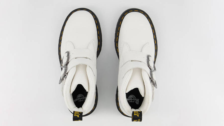 dr martens devon heart boots in white