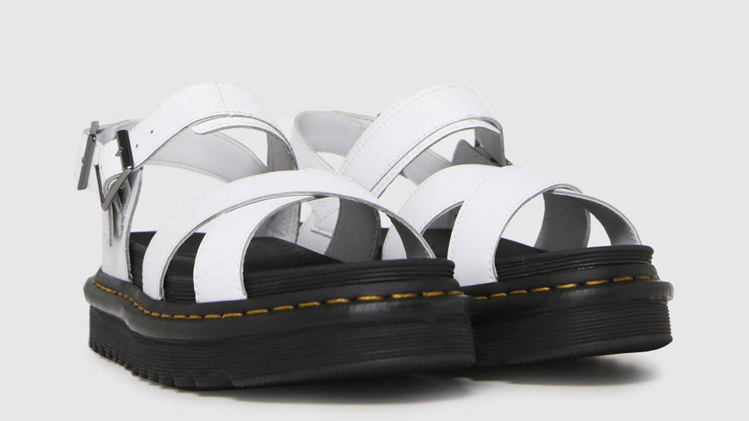 Dr Martens Voss 2 Leather Strap Sandals White Black