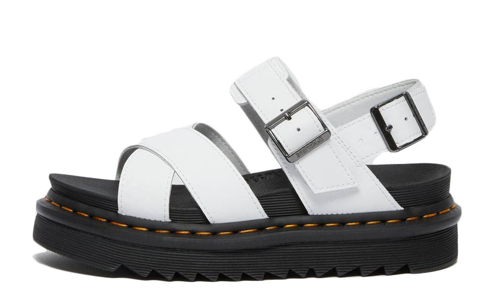 Dr Martens Voss 2 Leather Strap Sandals White Black