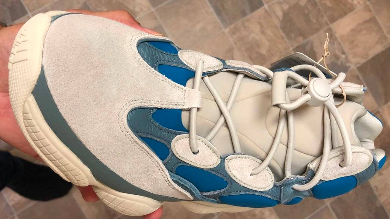 yeezy 500 high frosted blue on feet