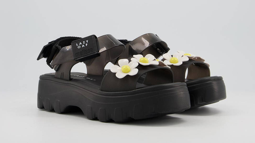 Lazy Oaf X Melissa Kick Off Bloom Sandals Black