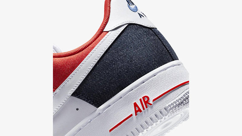 Nike Air Force 1 Low Denim White Red Back Detail