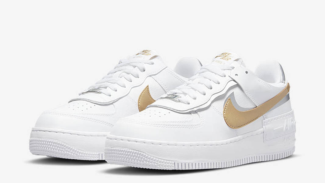 Nike Air Force 1 Shadow White Metallic Gold Front
