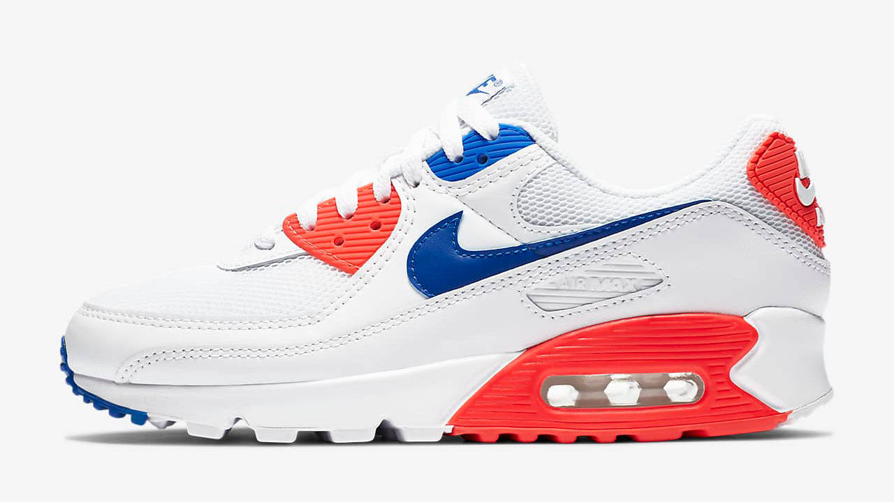 nike air max 90 white red blue