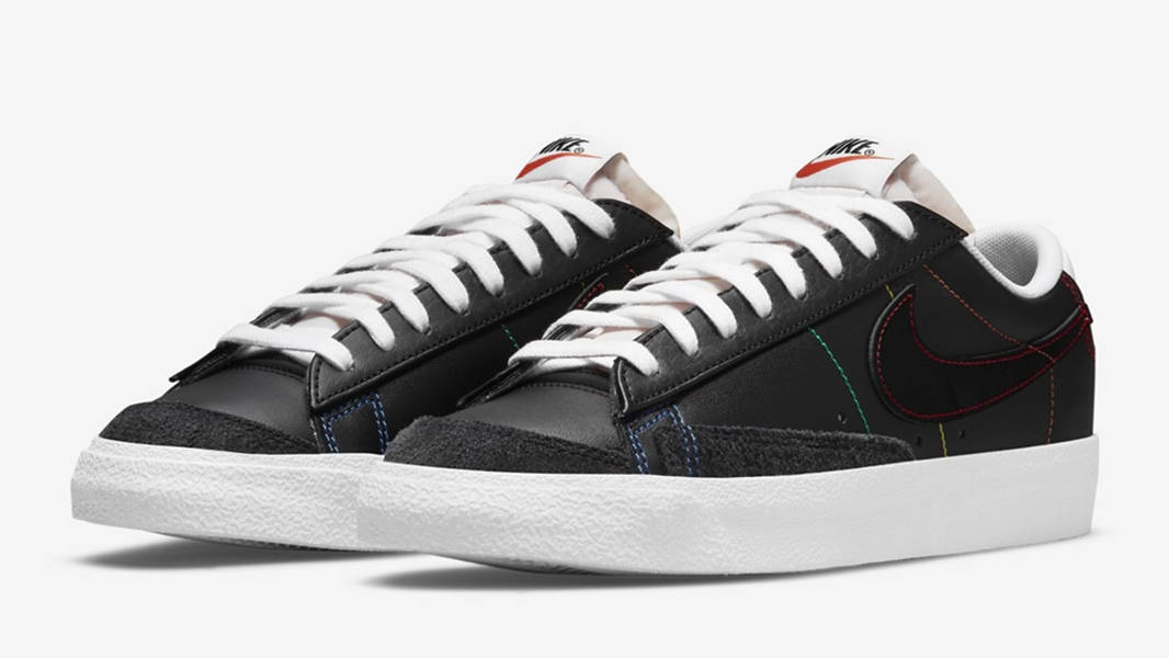Nike Blazer Low 77 Multi Stitch Black Side