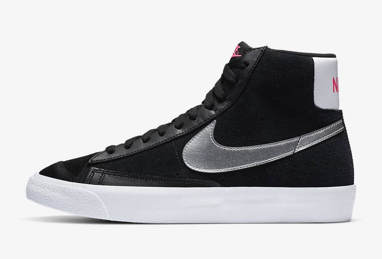 Nike blazer mid black metallic silver