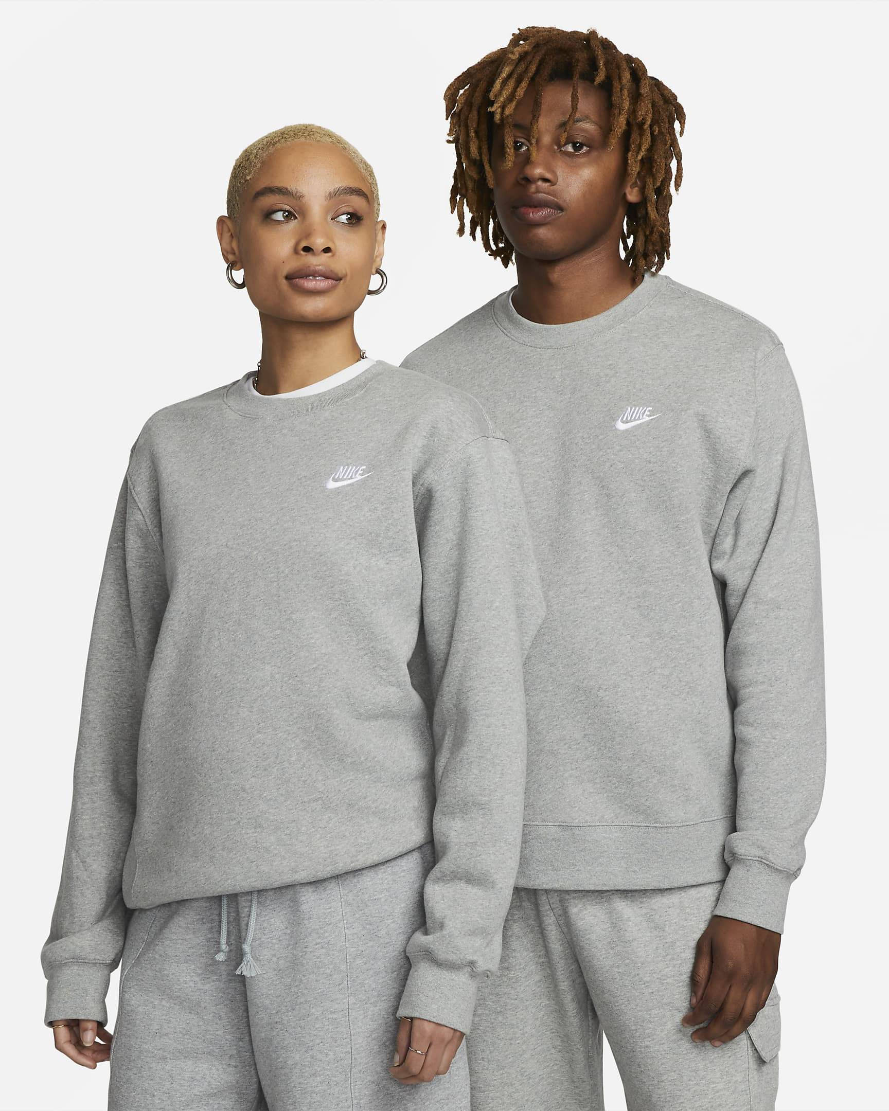 Nike Sportswear Club Fleece Crew Dark Grey Heather Feature