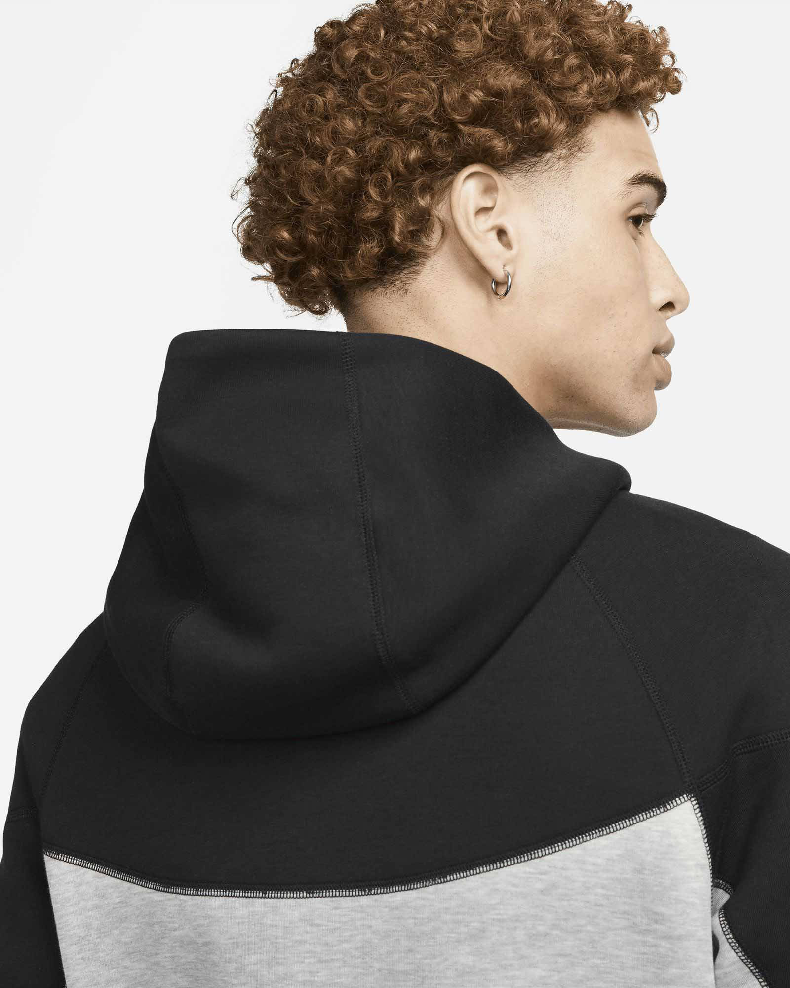 Nike Sportswear Tech Fleece Windrunner Full-Zip Hoodie Grey Black Back Closeup