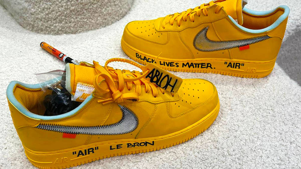Image via virgilabloh Off-White x Nike Air Force 1 "University Gold"