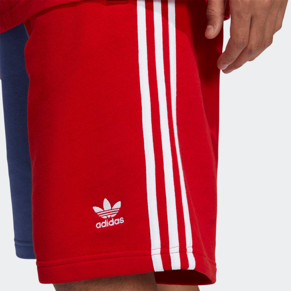 adidas Originals Blocked 3-Stripes Sweat Shorts - Scarlet Crew Blue ...