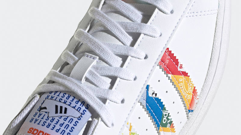 adidas Superstar White Blue Orange Closeup