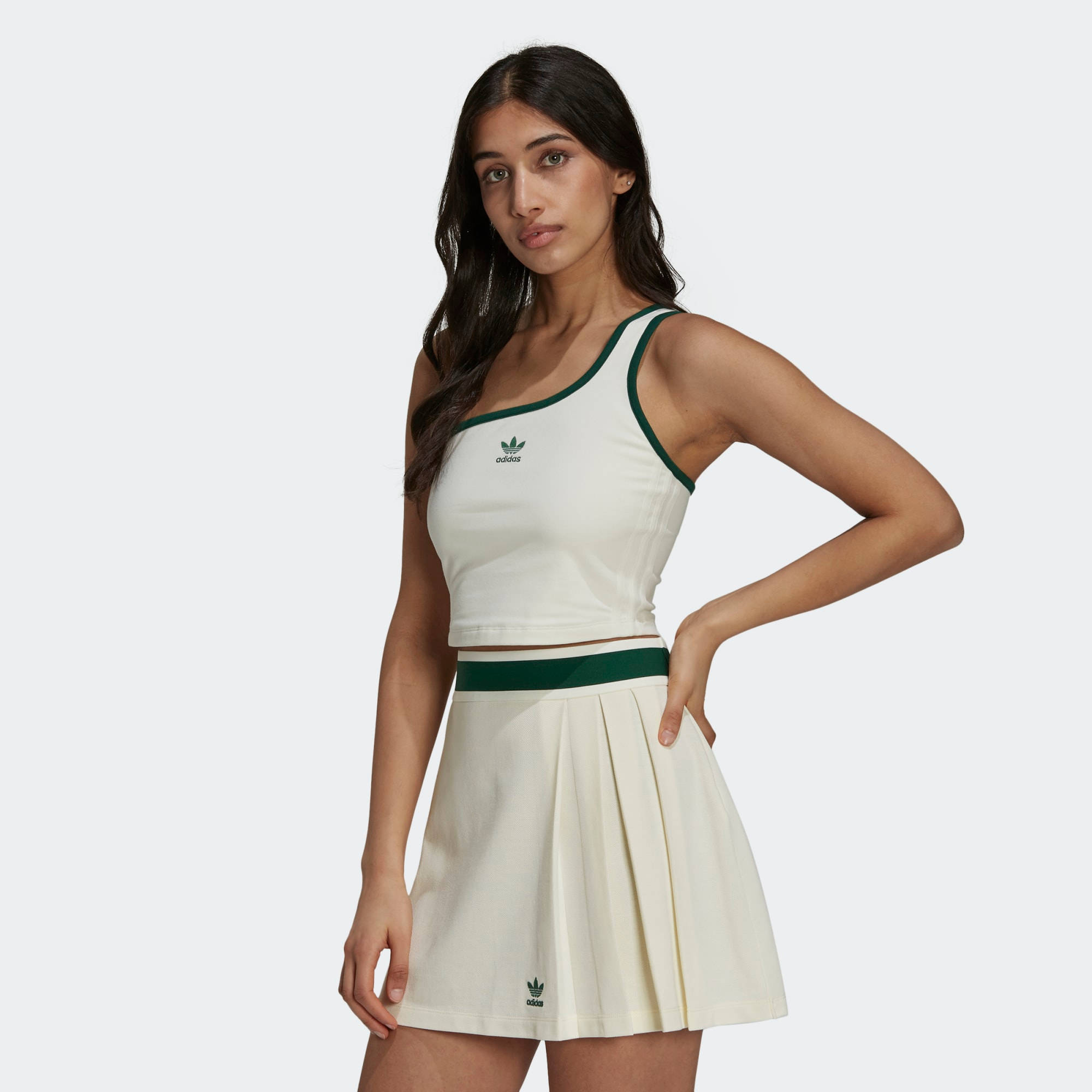 Adidas Originals 'Tennis Luxe' Logo Pleated Skirt In Off White ...