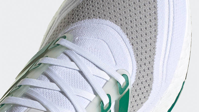 adidas Ultra Boost 21 Cloud White Green Closeup