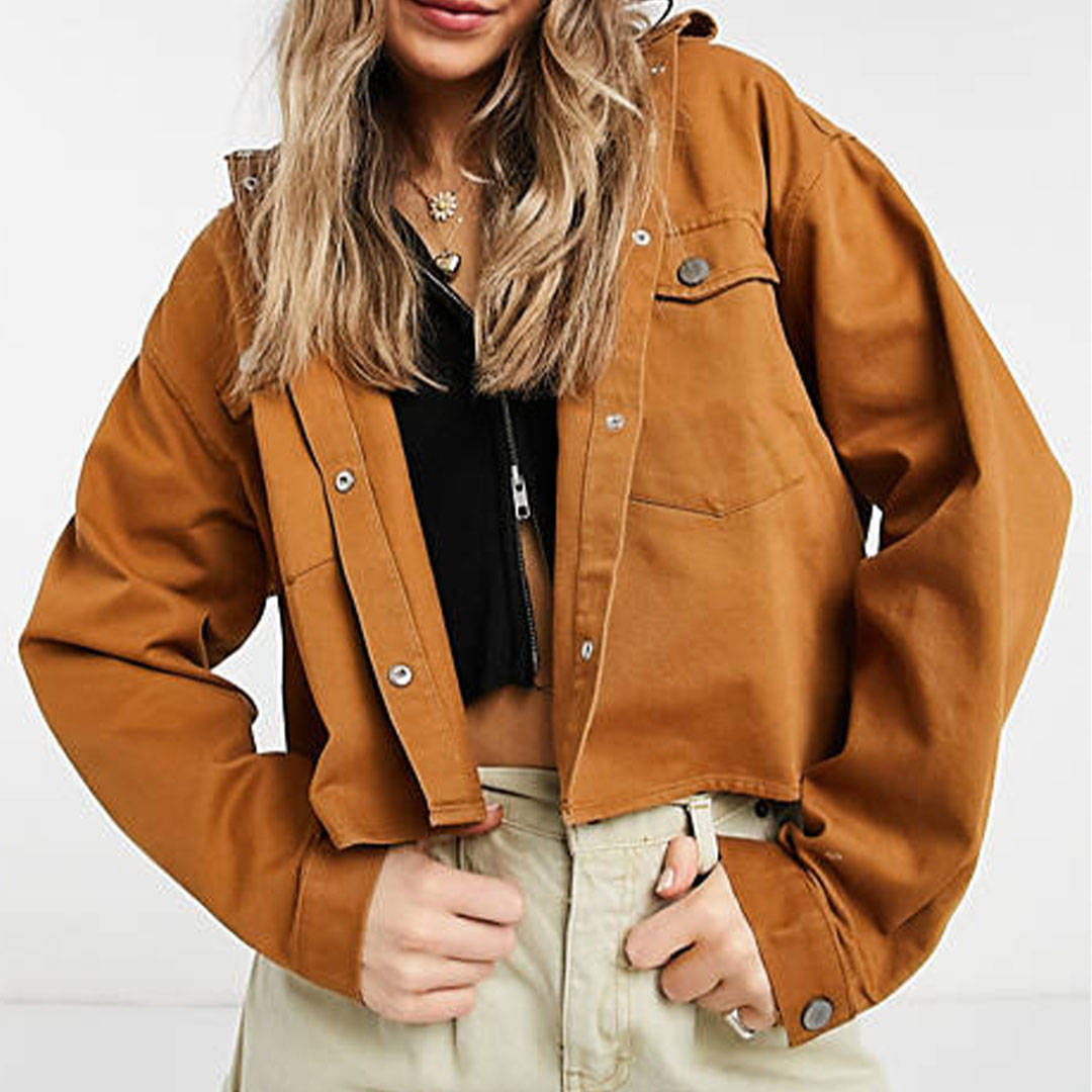 camel denim jacket monki