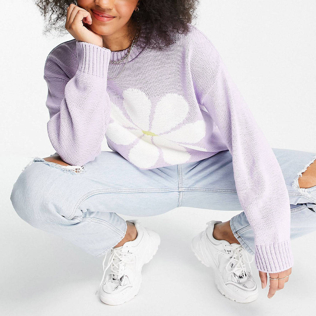 daisy pattern knit sweatshirt ASOS