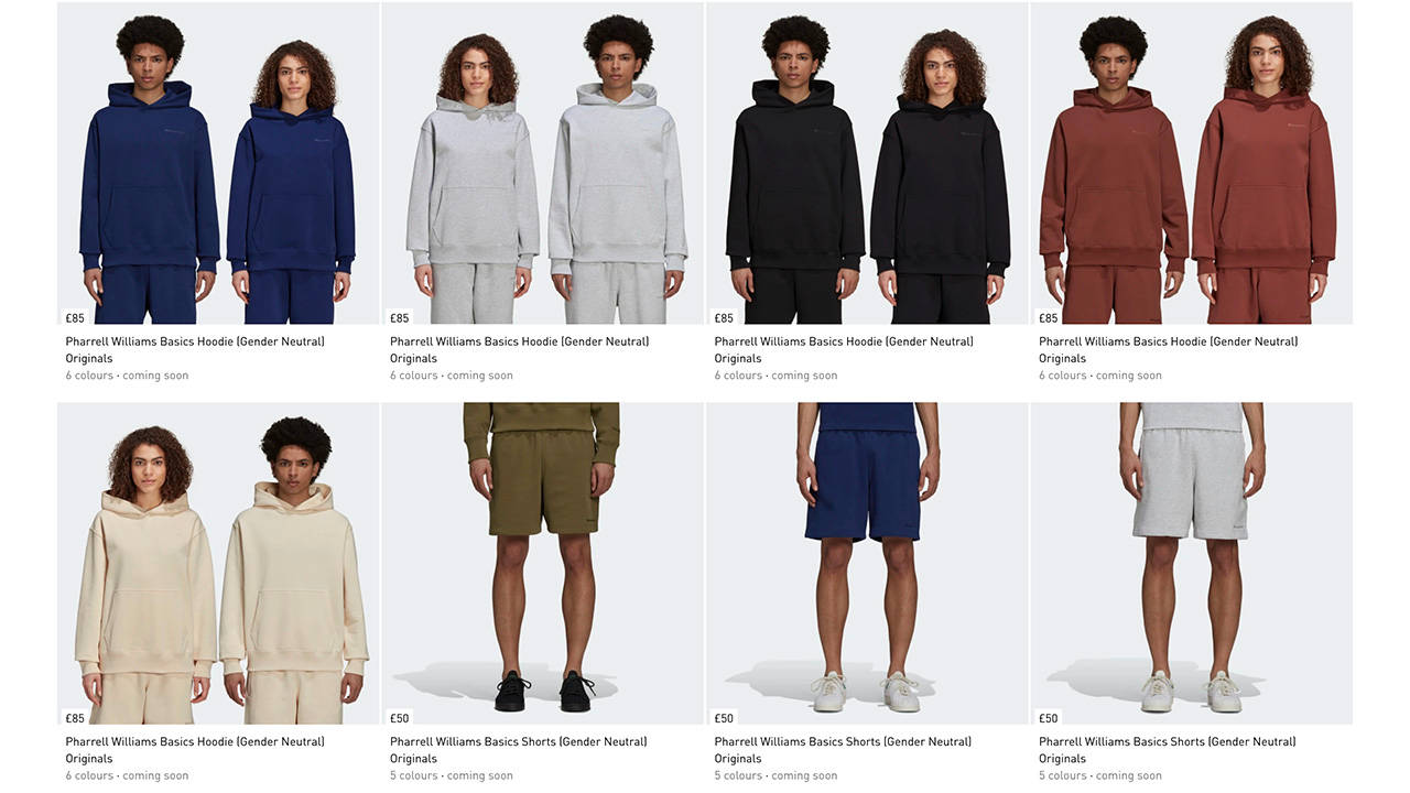 The Pharrell x adidas Spring 2021 Basics Collection is Dropping This Week!