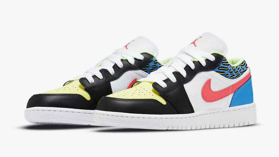 Jordan 1 Low GS Black Light Fusion Red Blue