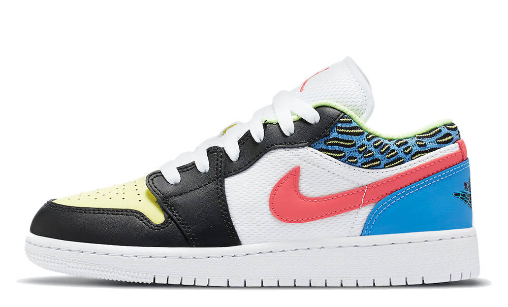 Jordan 1 Low GS Black Light Fusion Red Blue