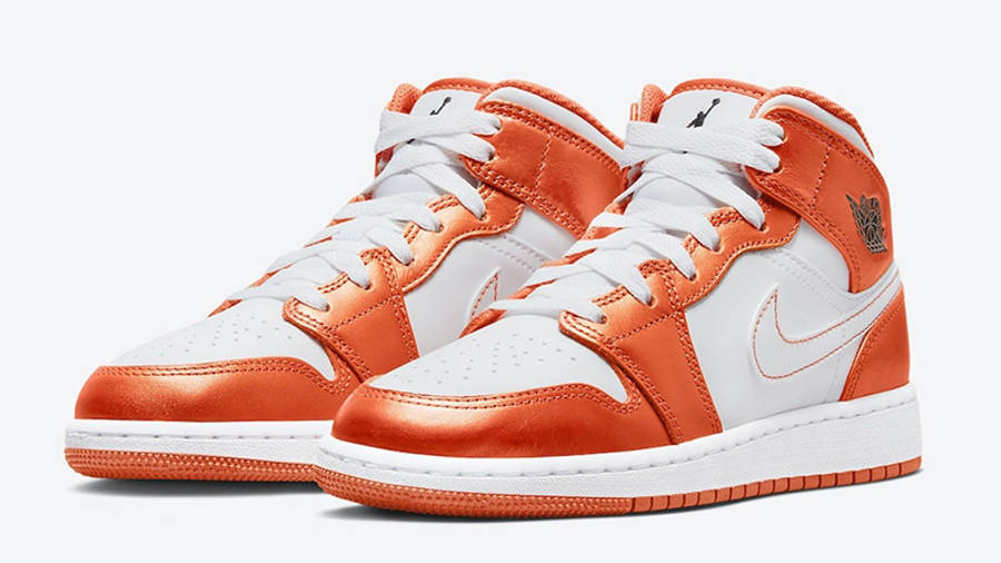 orange and white air jordan 1