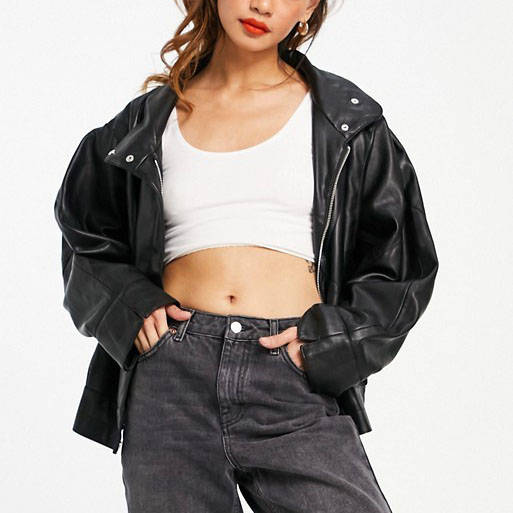 Mango oversized faux leather biker jacket