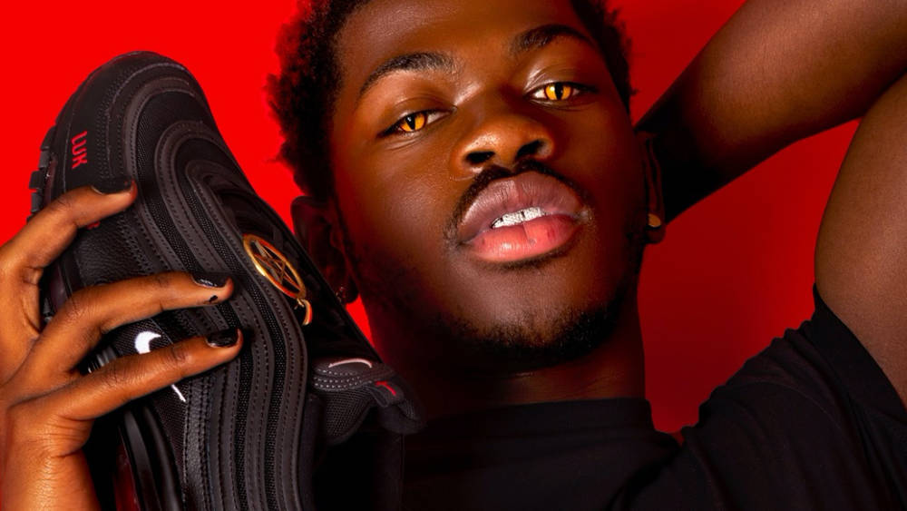 Image via MSCHF mschf lil nas x air max 97 satan