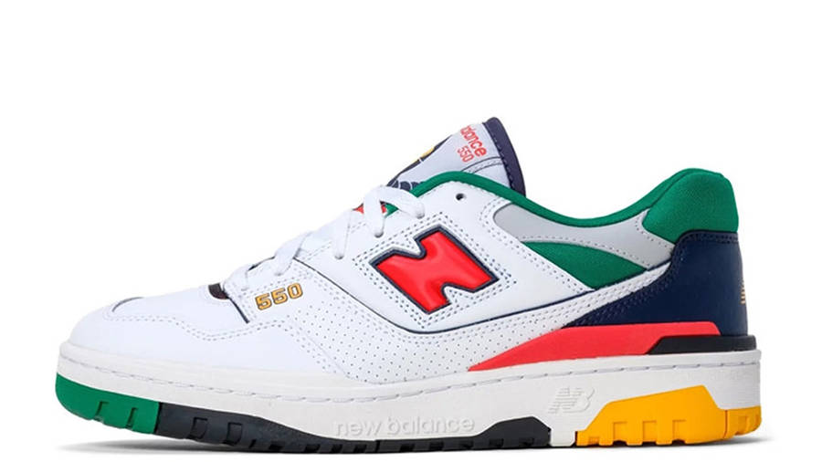 new balance 550 basketball trainers in white navy and red