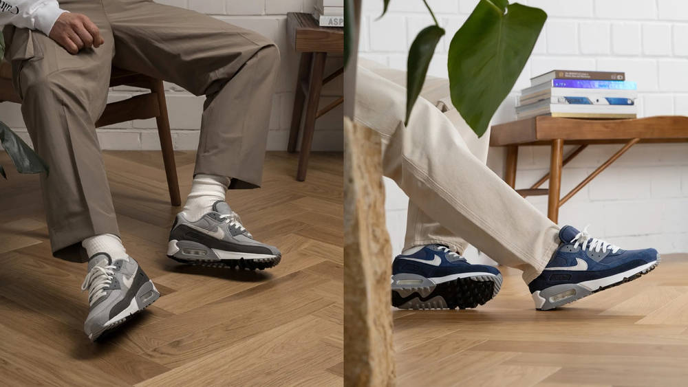 Image via Asphalt Gold Nike Air Max 90 Grey and Obsidian