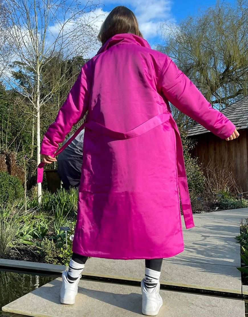 nike logo parka jacket in pink