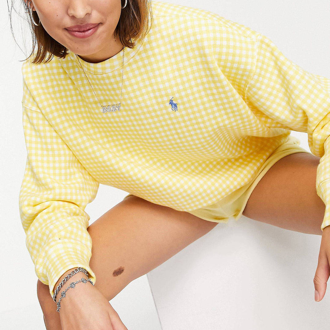 Polo Ralph Lauren Gingham Sweatshirt Yellow ASOS
