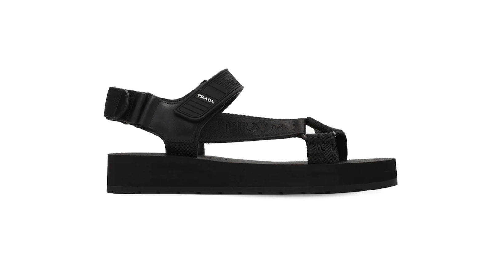 Prada Black Leather Strappy Sandals