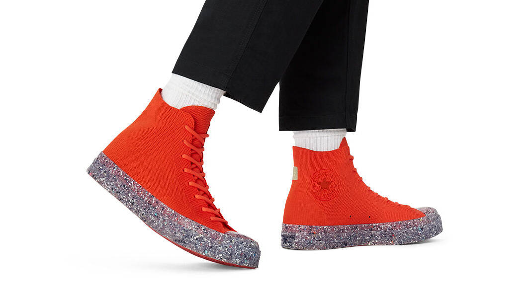 Renew Cotton x Converse Chuck 70 Knit High Bright Poppy On Foot
