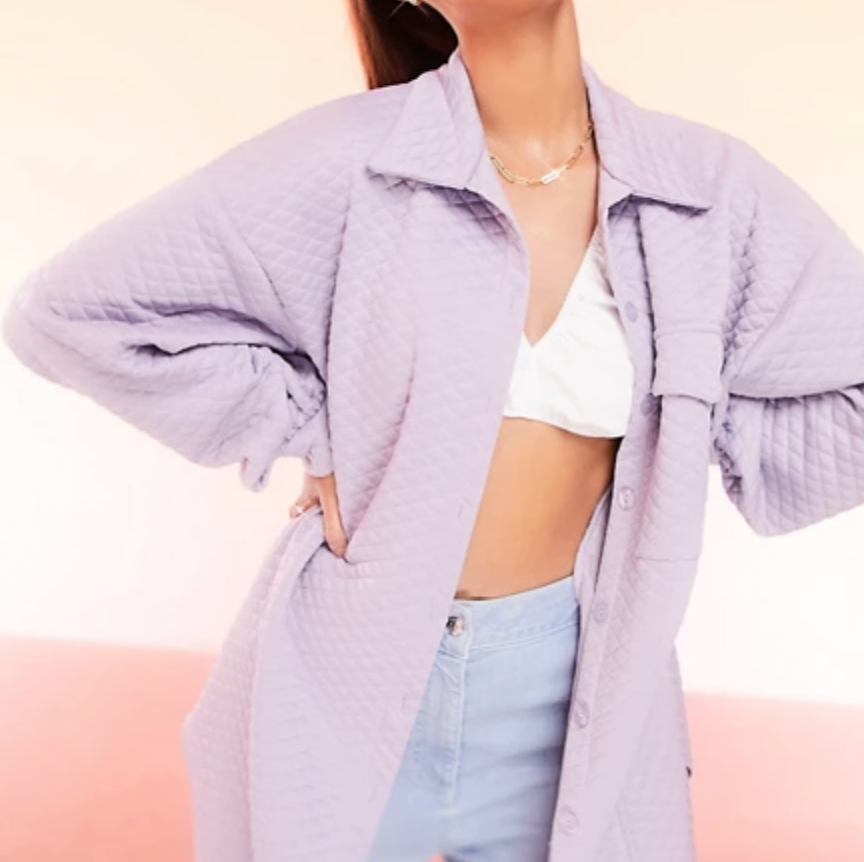 ASOS LUXE quilted shirt dress in lilac