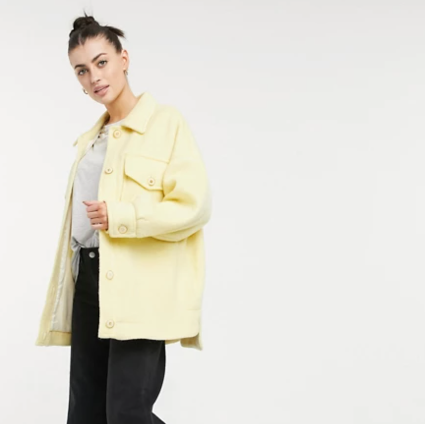 Mango brushed shacket in lemon
