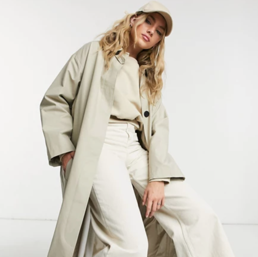 SELLING FAST ASOS DESIGN hero oversized boyfriend trench coat in stone
