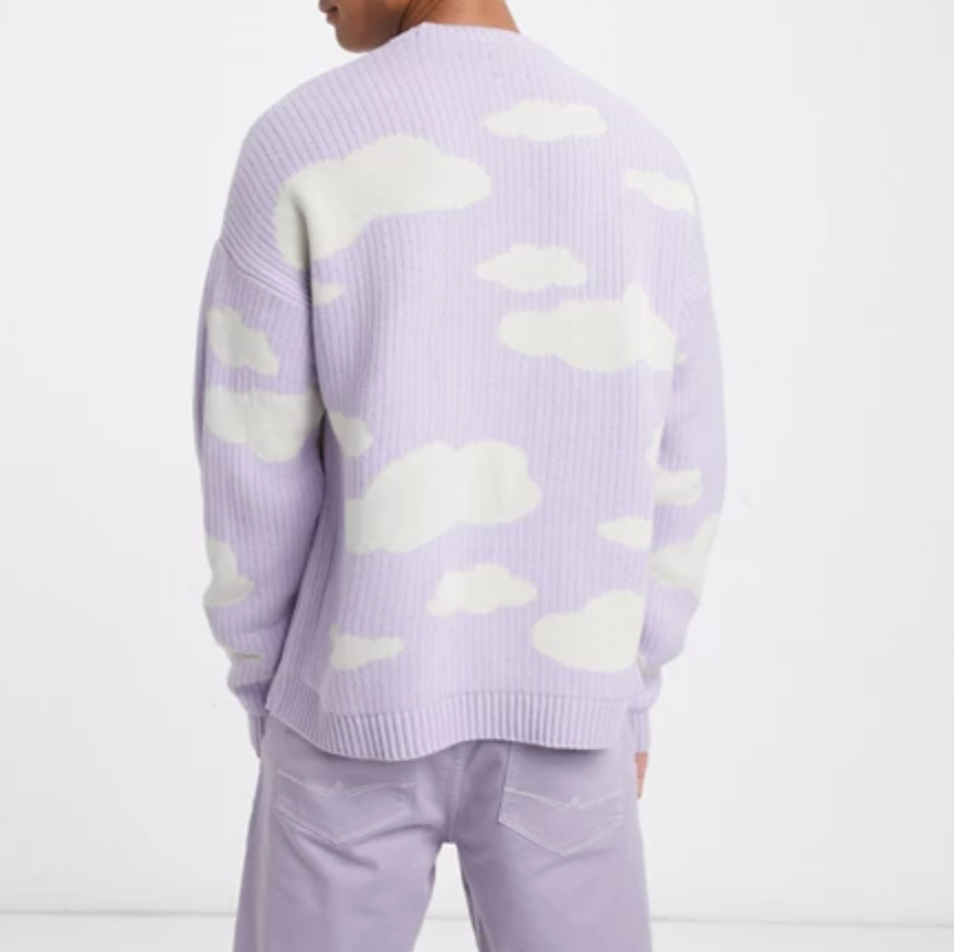 SELLING FAST ASOS DESIGN oversized knitted jumper with cloud design in lilac